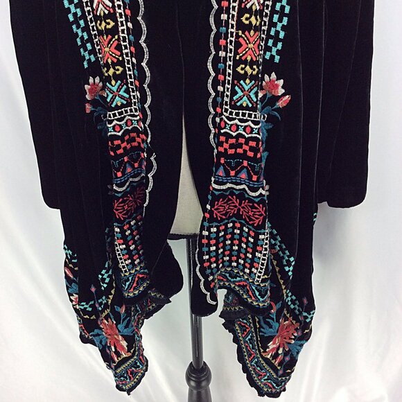 Johnny Was Embroidered Velvet Kimono Cardigan XXL 1X 2X [READ MEASUREMENTS] Silk - Picture 6 of 9